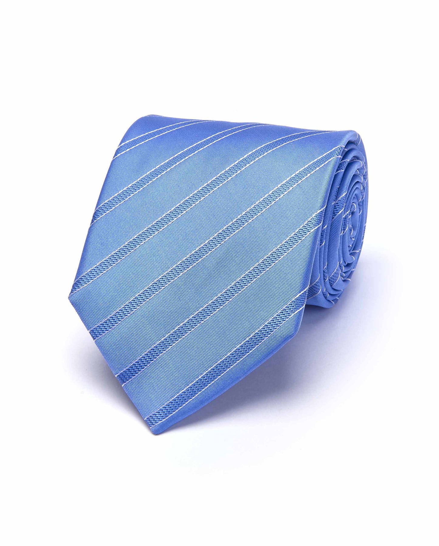 Men’s Elegant Regimental Tie – Pure Silk | Light Blue Stripes
