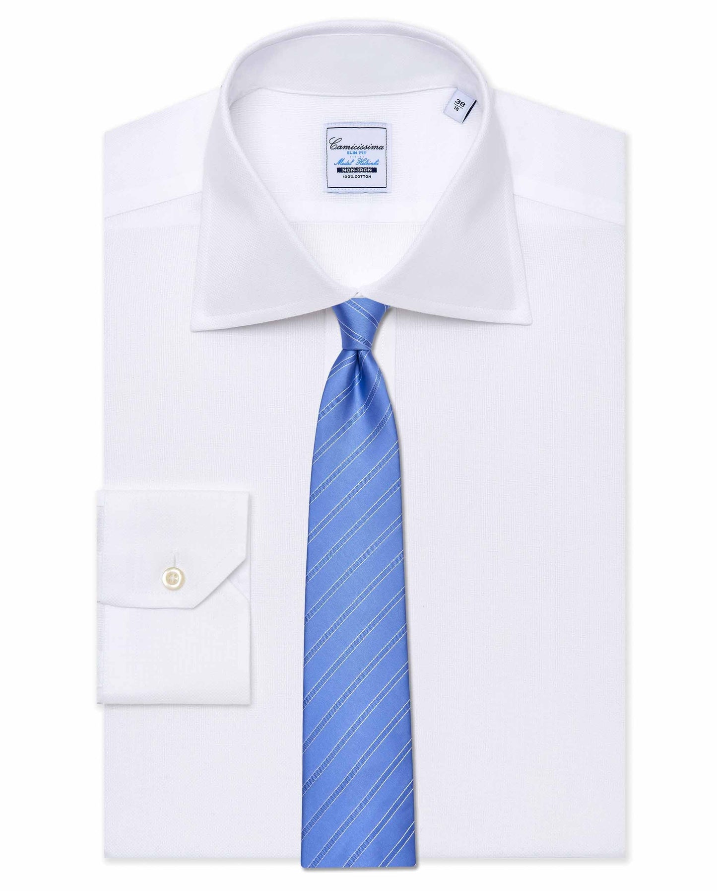 Men’s Elegant Regimental Tie – Pure Silk | Light Blue Stripes