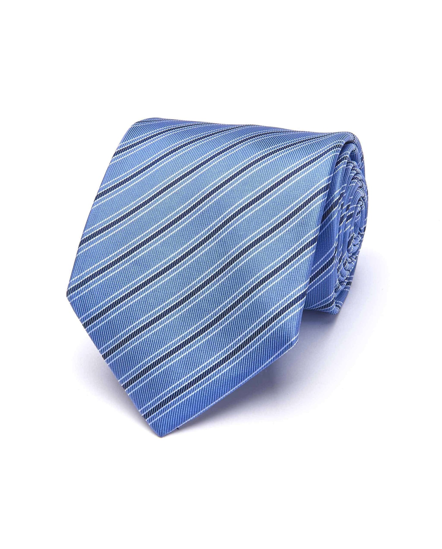 Regimental Pattern Silk Tie – Light Blue | Designer Finish