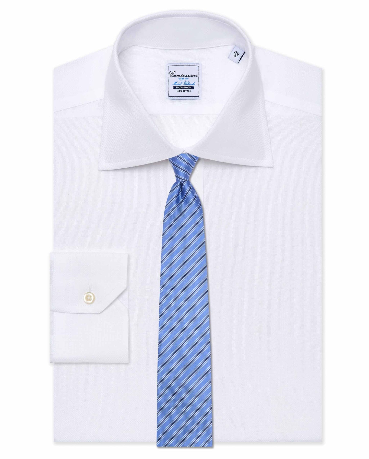 Regimental Pattern Silk Tie – Light Blue | Designer Finish