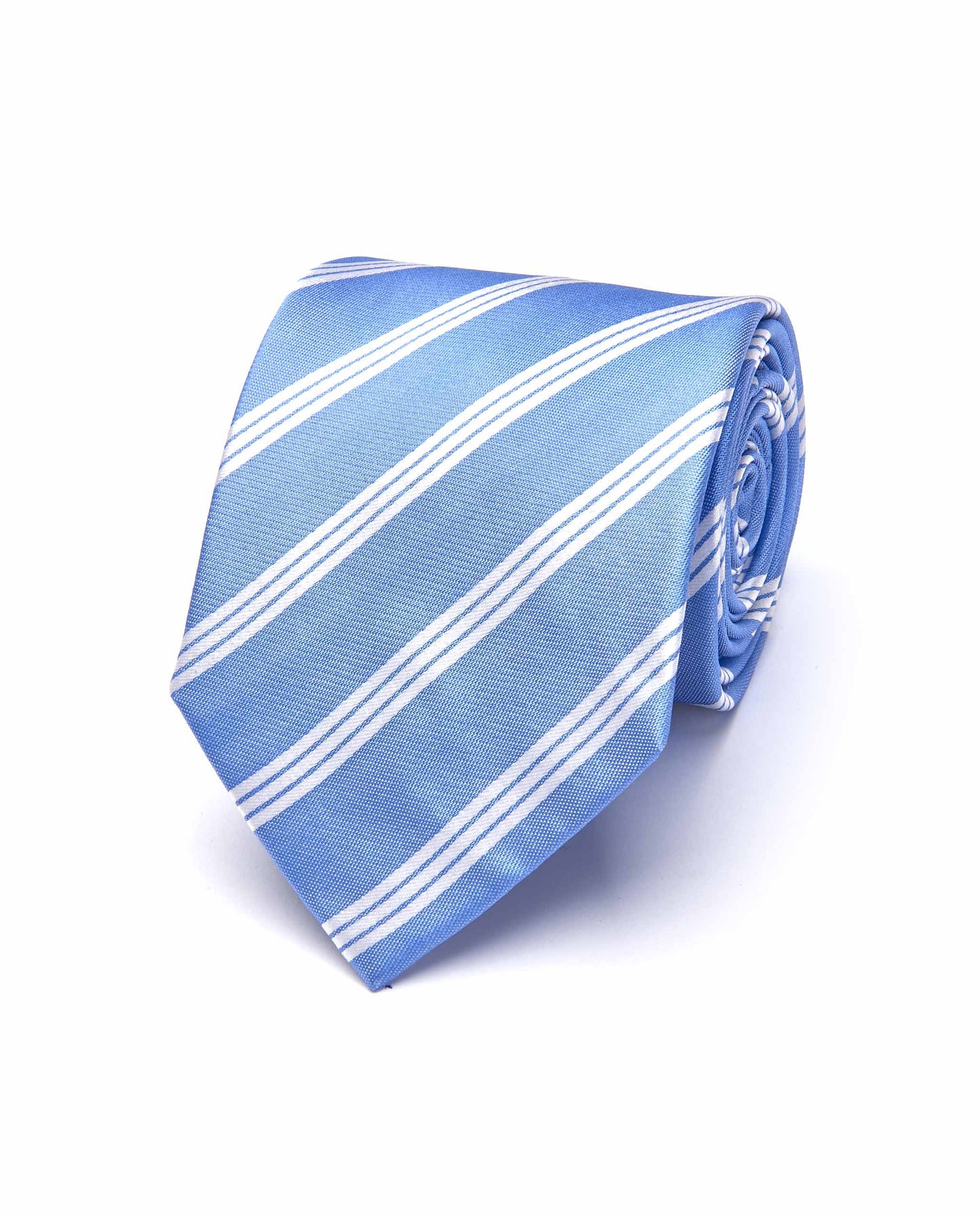 Men’s Luxury Regimental Stripe Tie – Silk | Light Blue Base