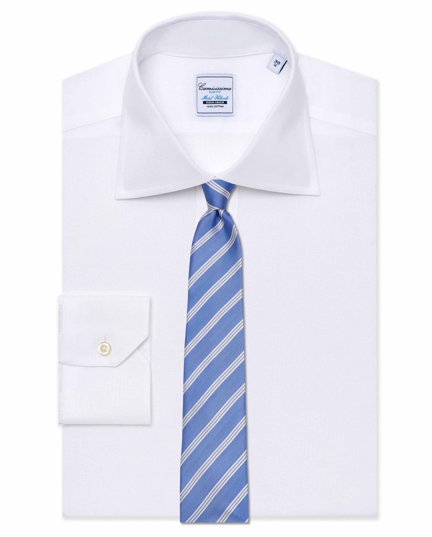 Formal Regimental Silk Tie – Light Blue | 100% Silk, Designer Quality