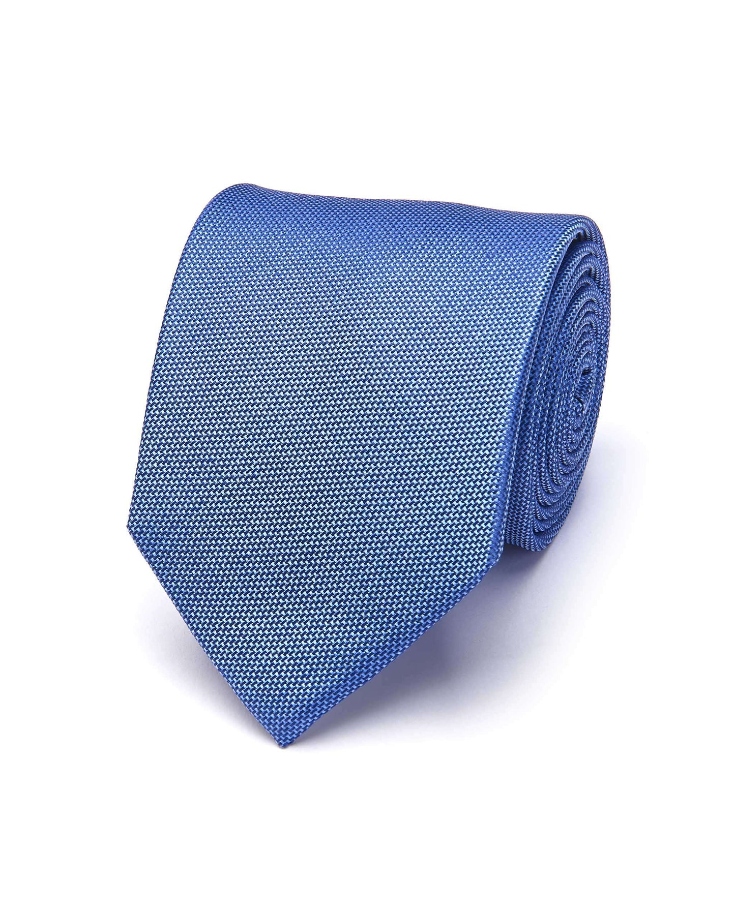 Blue Designer Plain Silk Tie