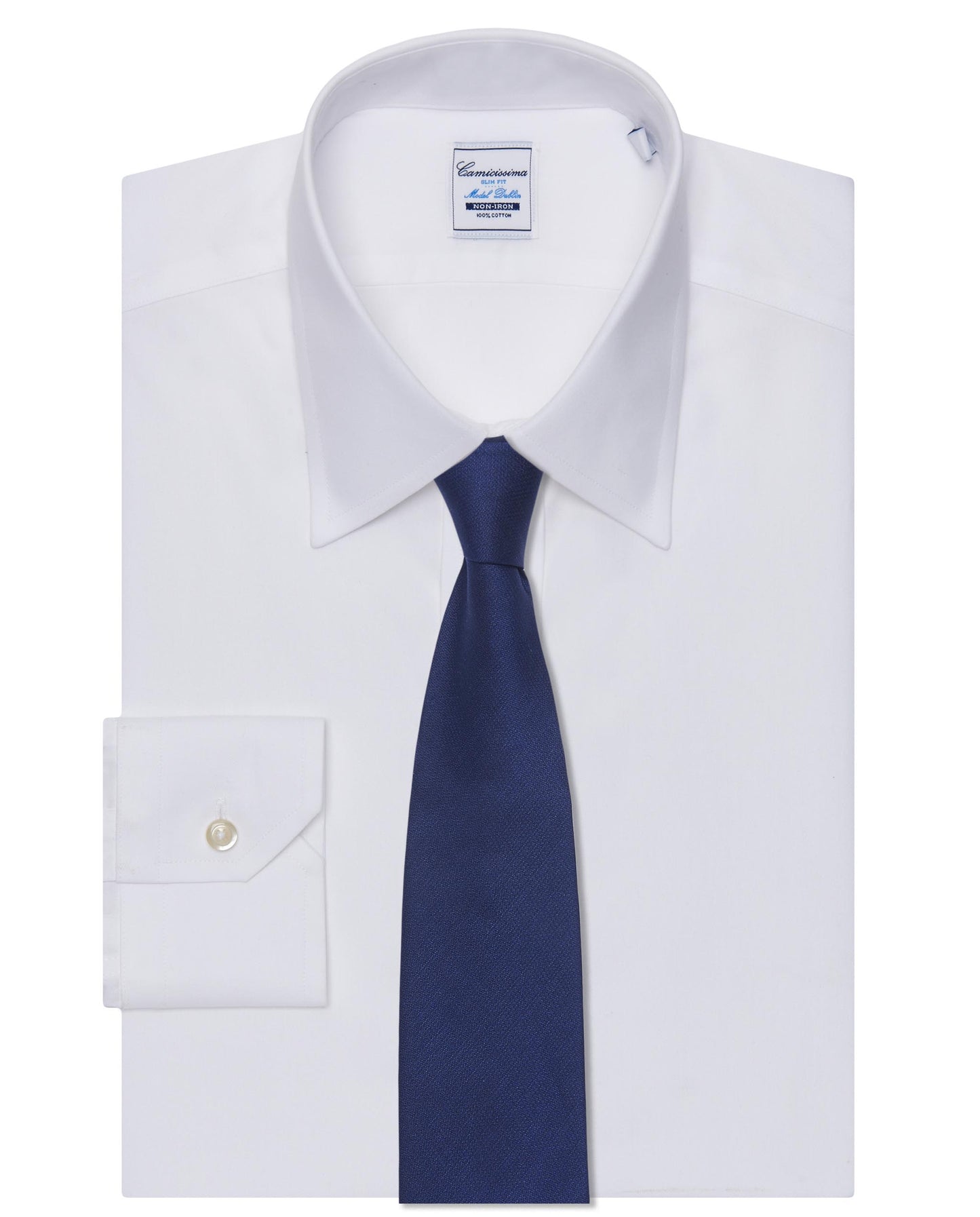 Camicissima Men’s Slim Fit White Shirt – Non-Iron Permanent | Plain Design | Full Sleeves
