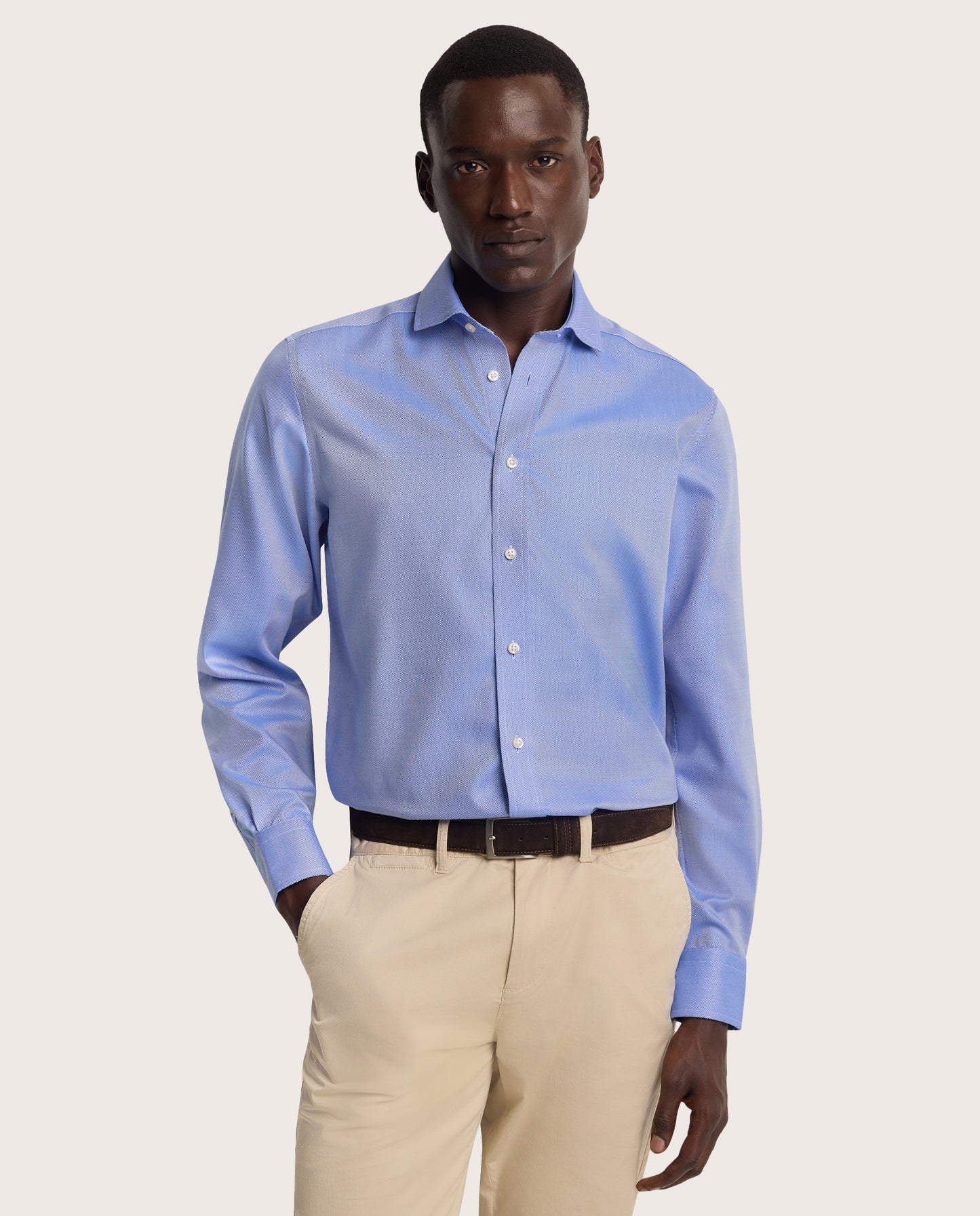 Camicissima Men’s Azure Non-Iron Permanent Slim Fit Cotton Shirt