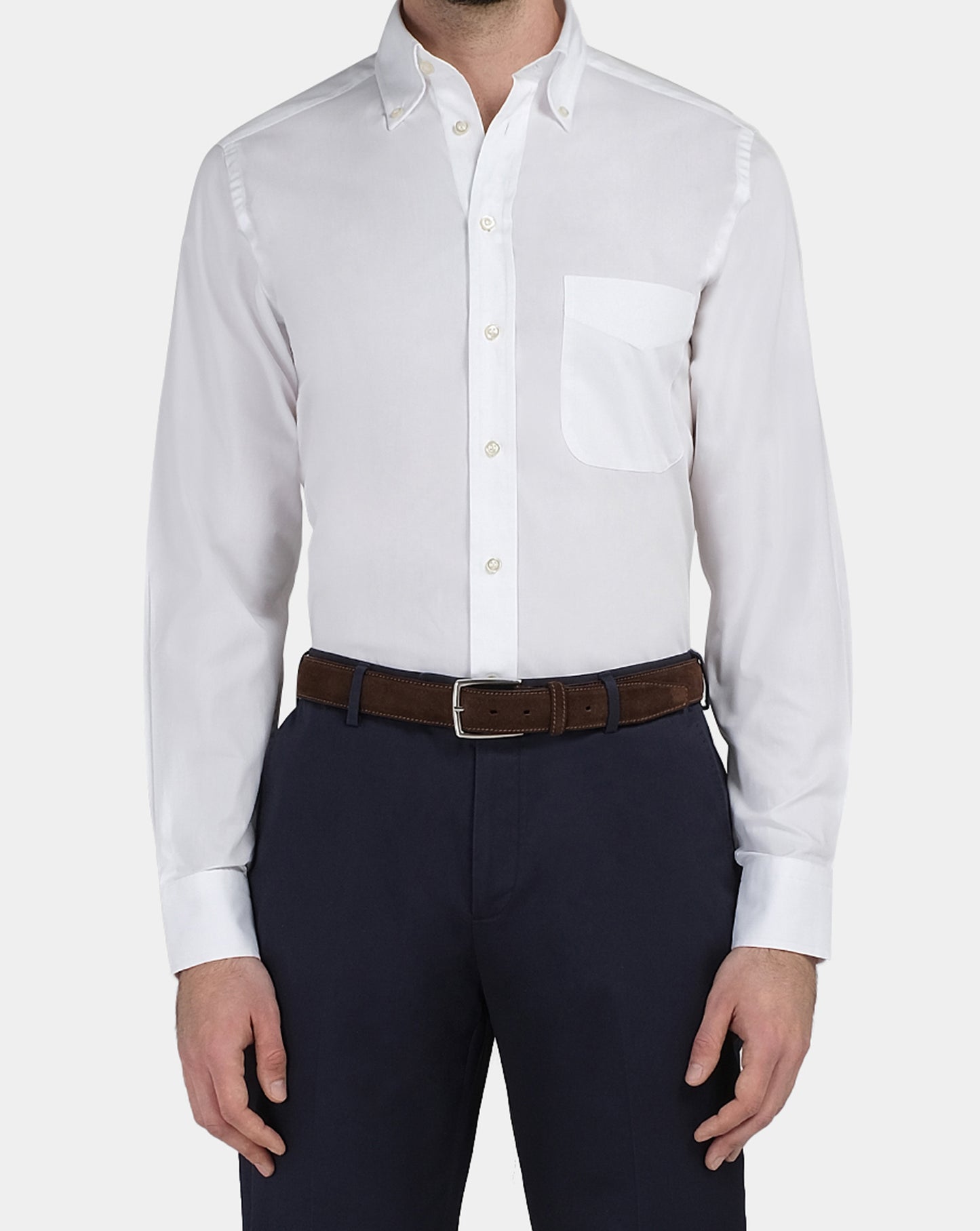 White Slim Fit Permanent Press Cotton Shirt