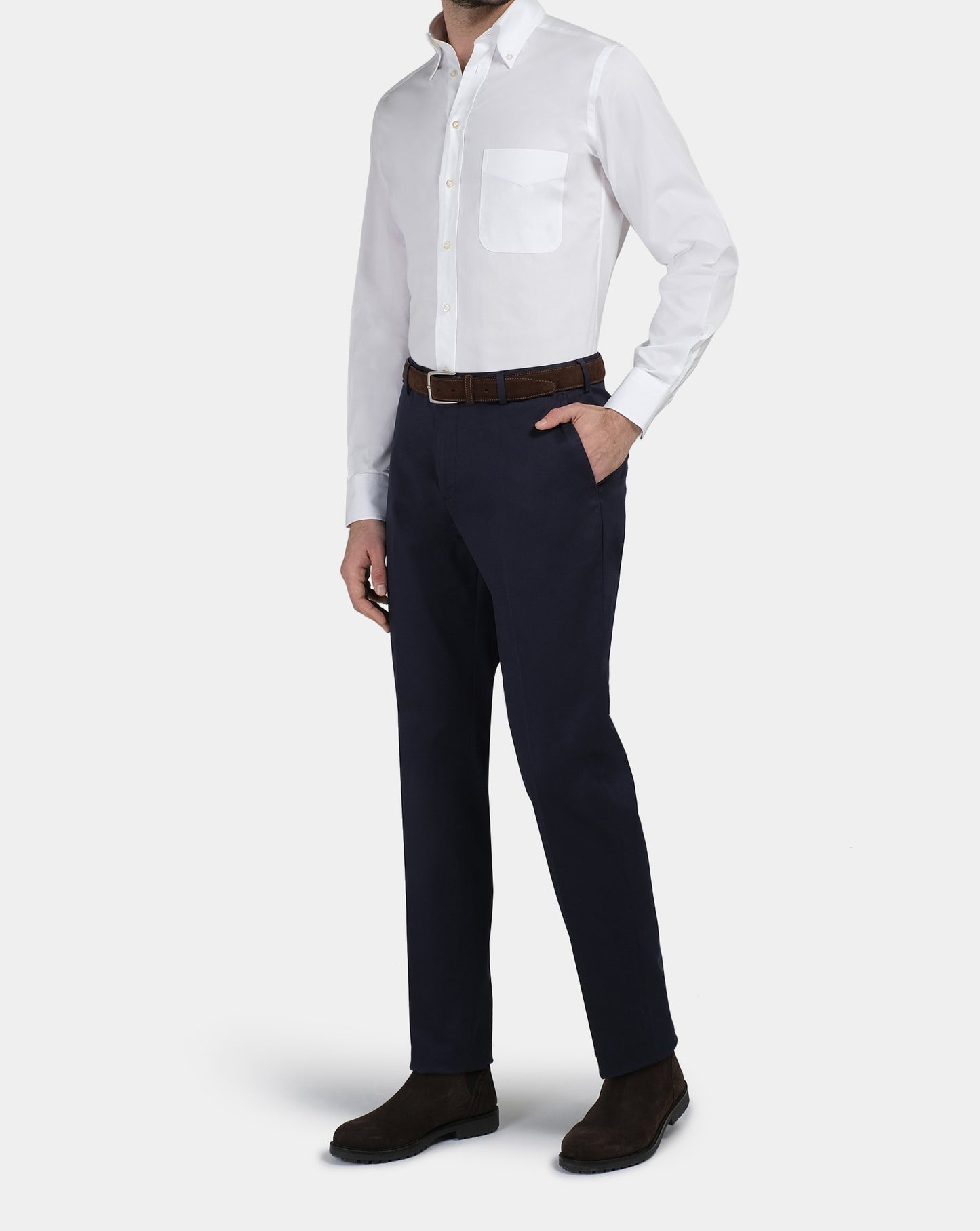 White Slim Fit Permanent Press Cotton Shirt