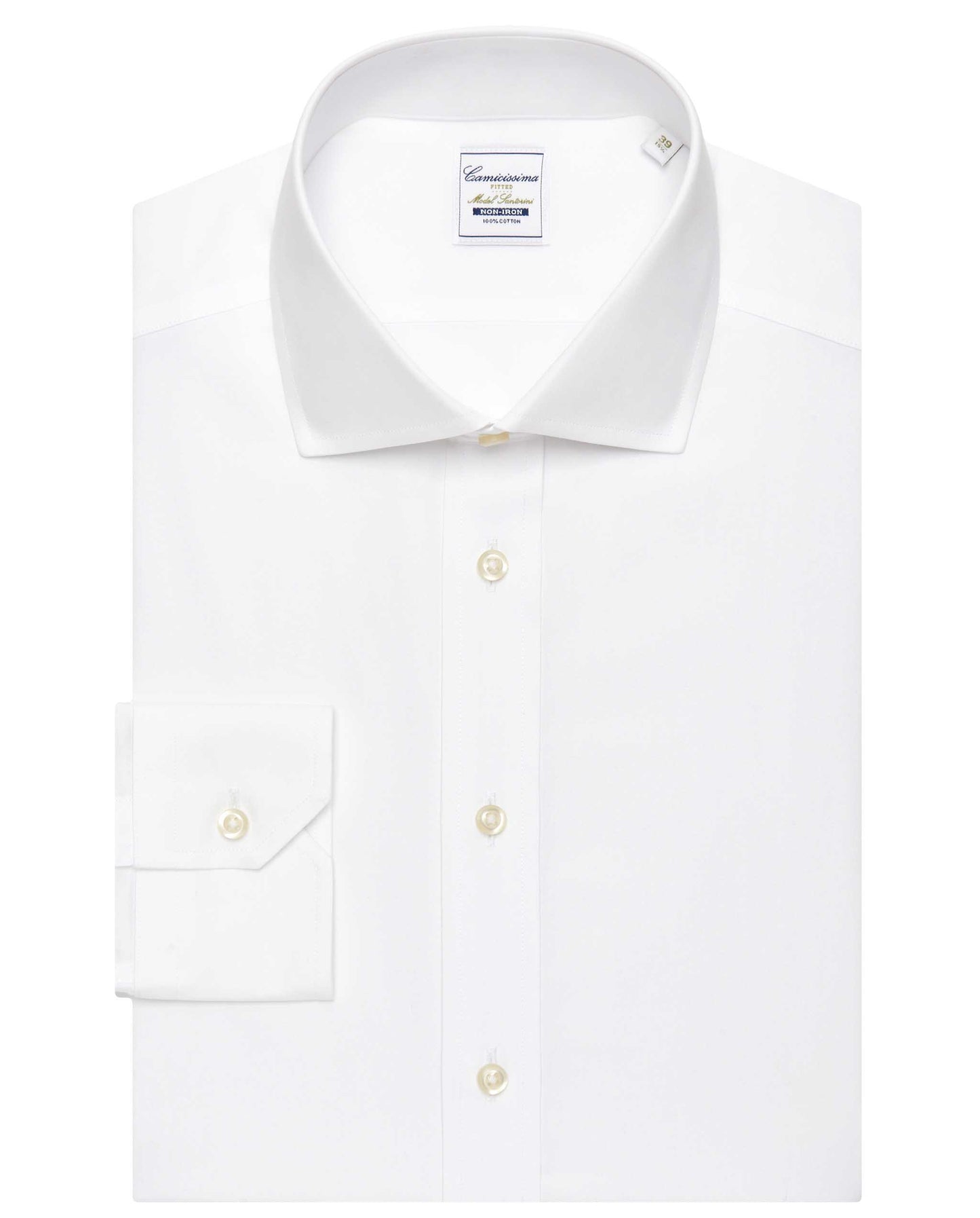 Camicissima Men’s Fitted White Shirt – Non-Iron Permanent | Plain | Full Sleeves