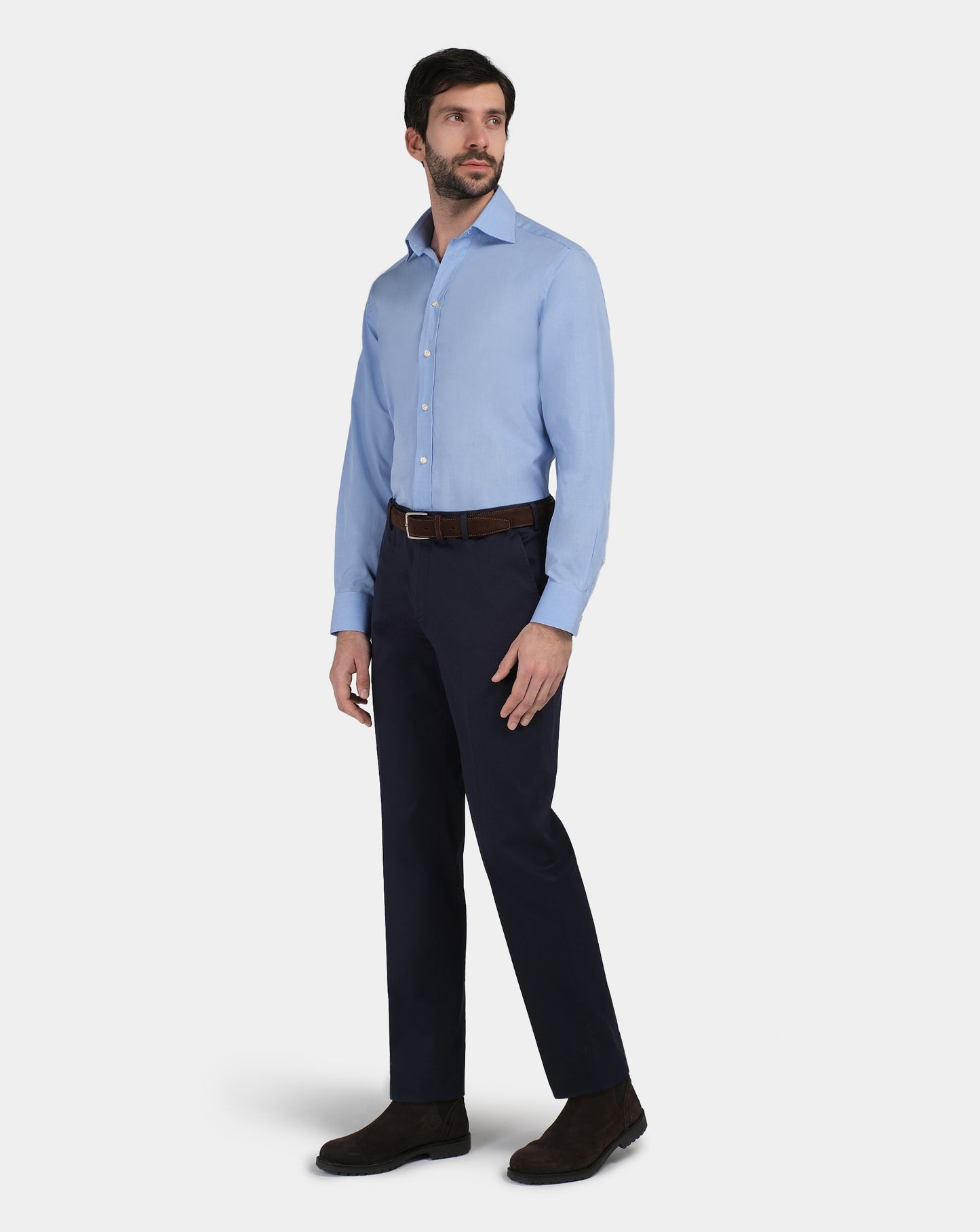 Camicissima Men’s Azure Plain Regular Fit Permanent Shirt