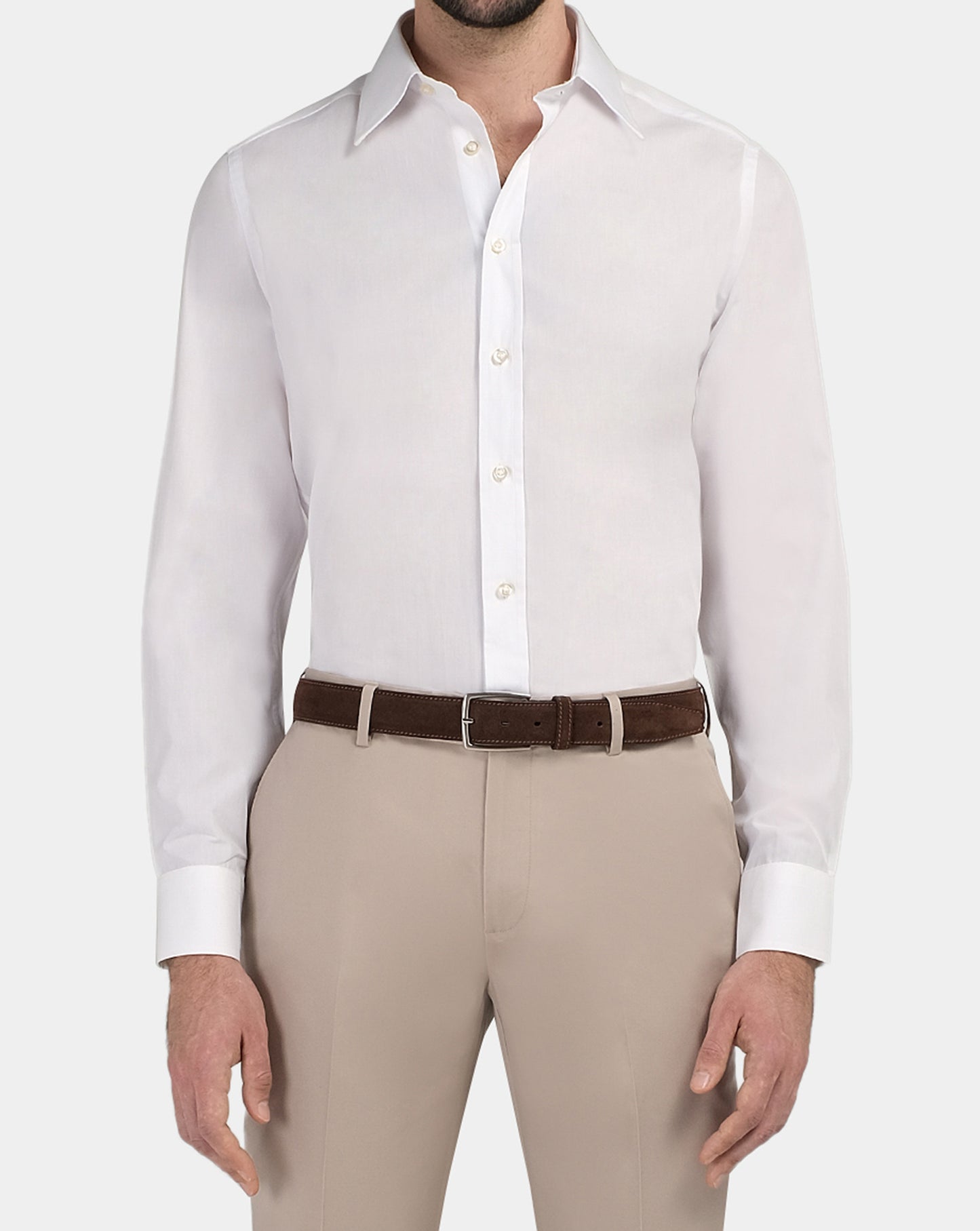 Slim Fit White Permanent Press Shirt for Men