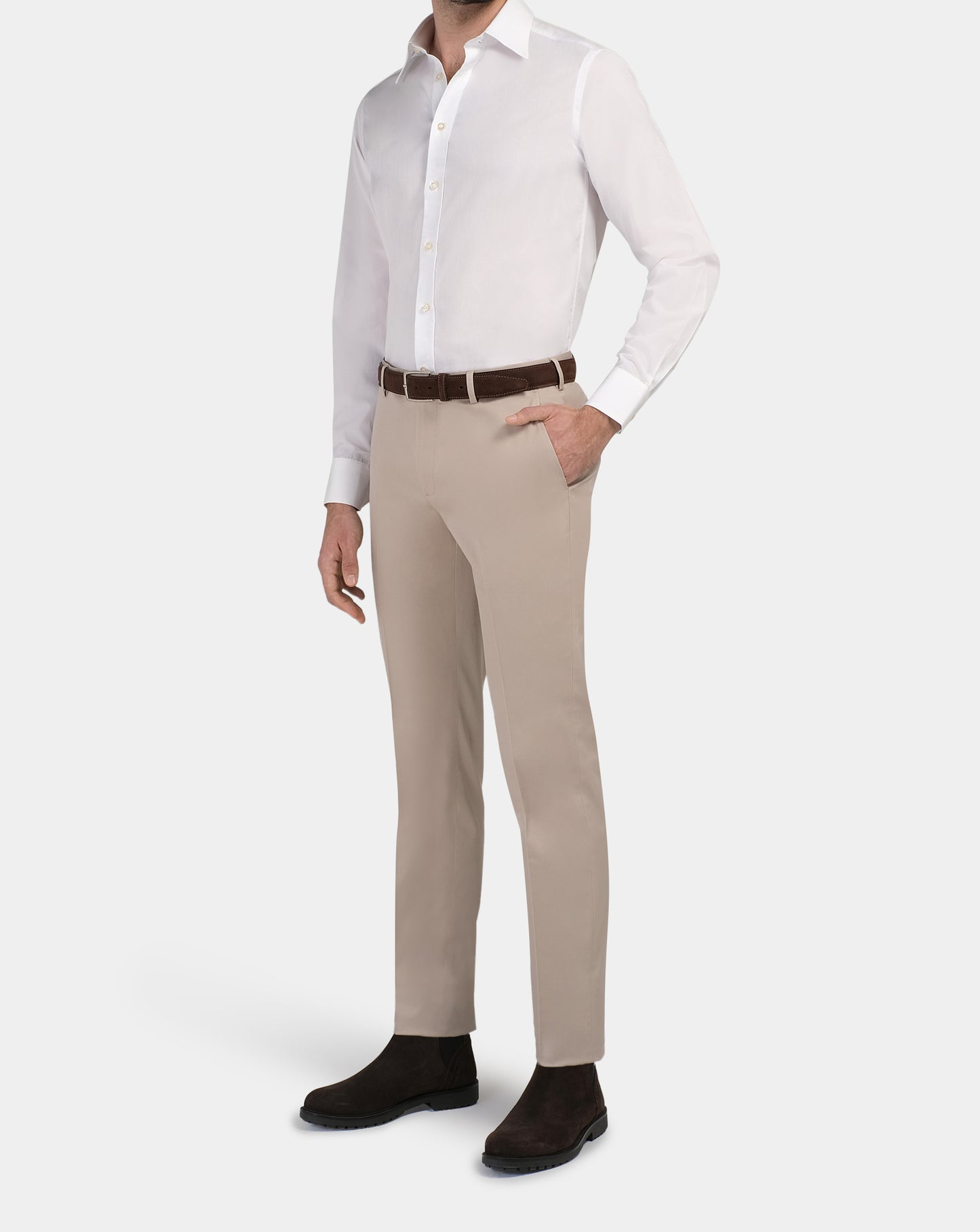 Slim Fit White Permanent Press Shirt for Men