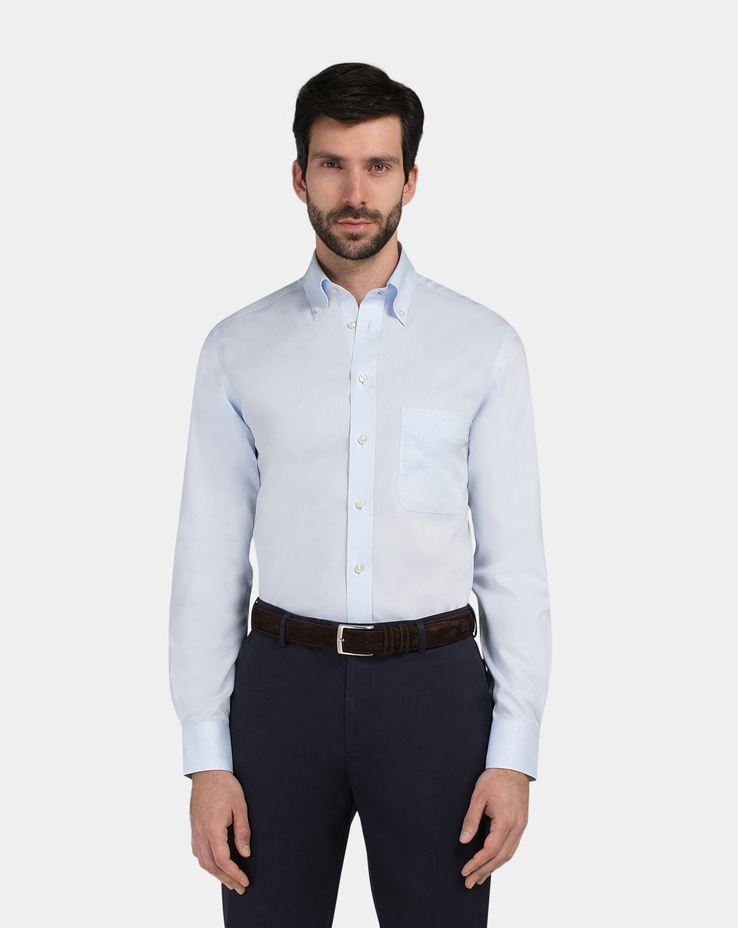 Camicissima Men’s Slim Fit Button-Down Shirt – Light Blue | Non-Iron Permanent | Full Sleeves