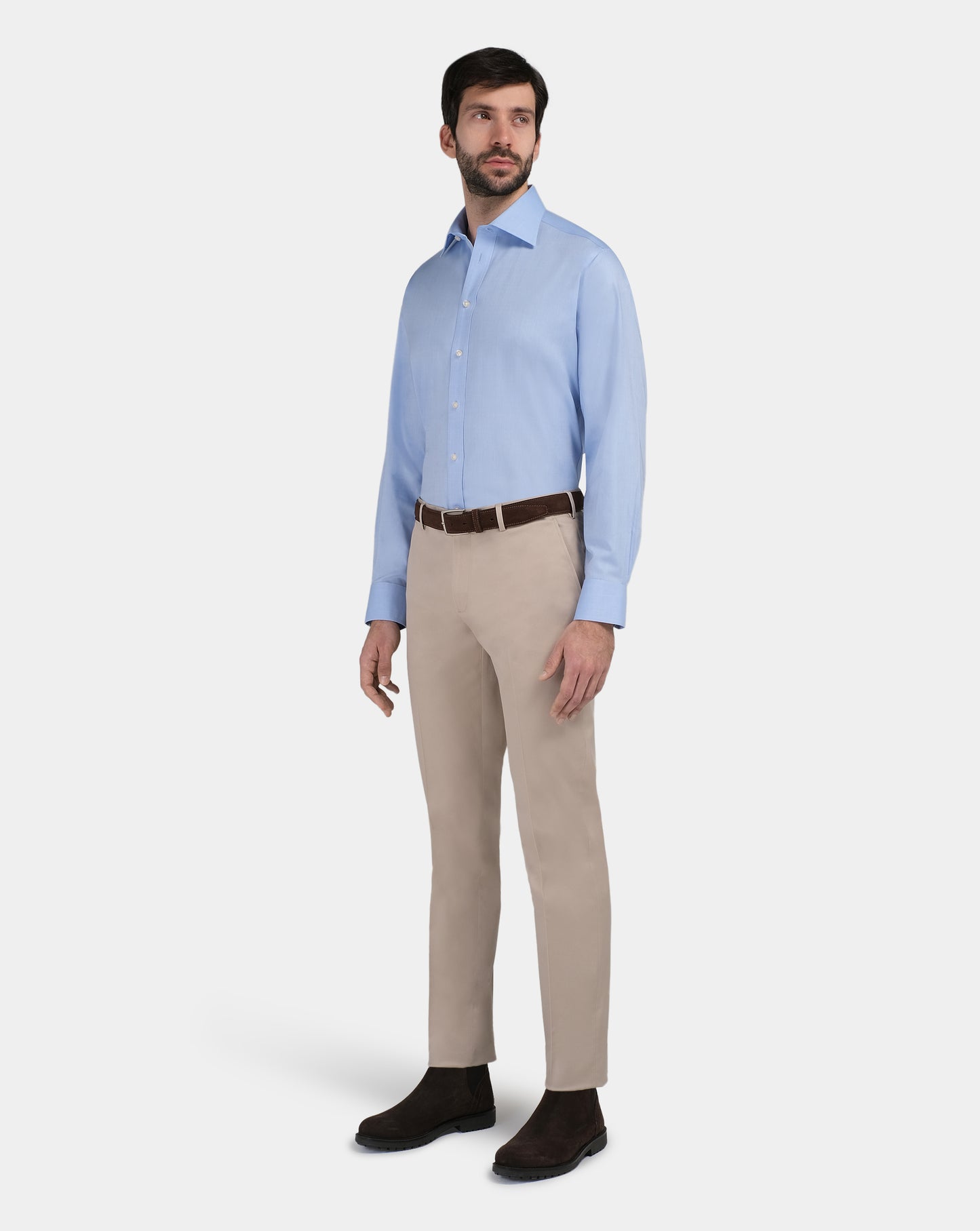 Camicissima Men’s Regular Fit Self-Textured Shirt – Light Blue | Non-Iron Permanent | Full Sleeves