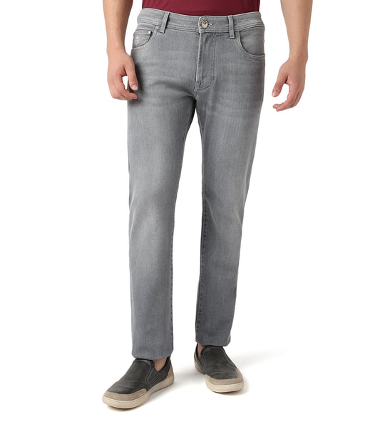 Light grey stretch denim 5-pocket jeans