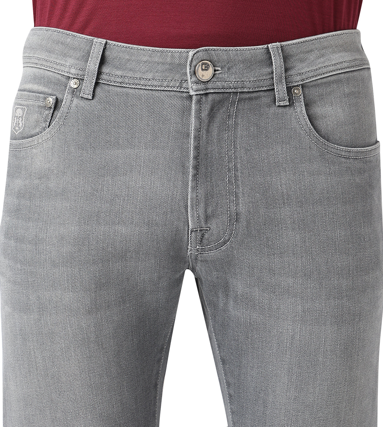 Corneliani Light grey stretch denim 5-pocket jeans