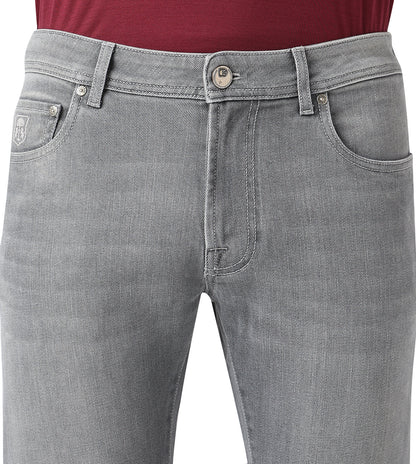 Corneliani Light grey stretch denim 5-pocket jeans
