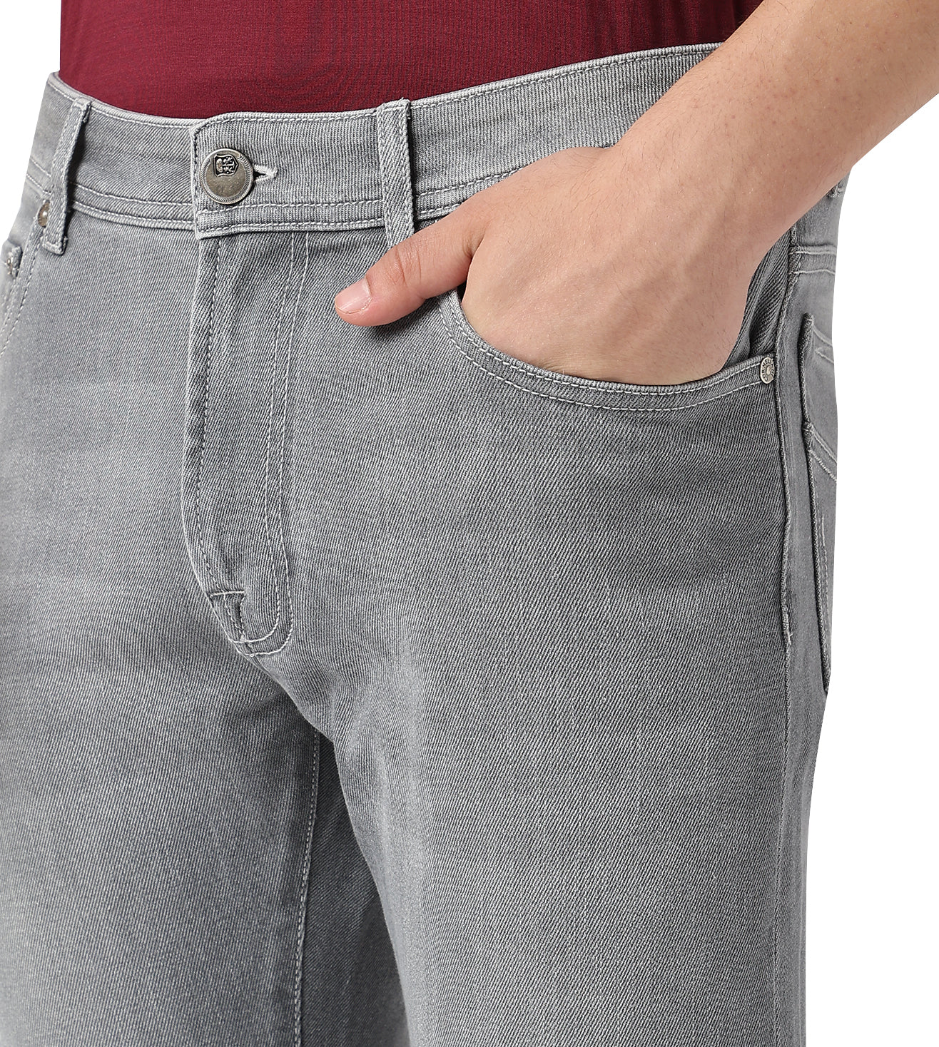 Corneliani Light grey stretch denim 5-pocket jeans