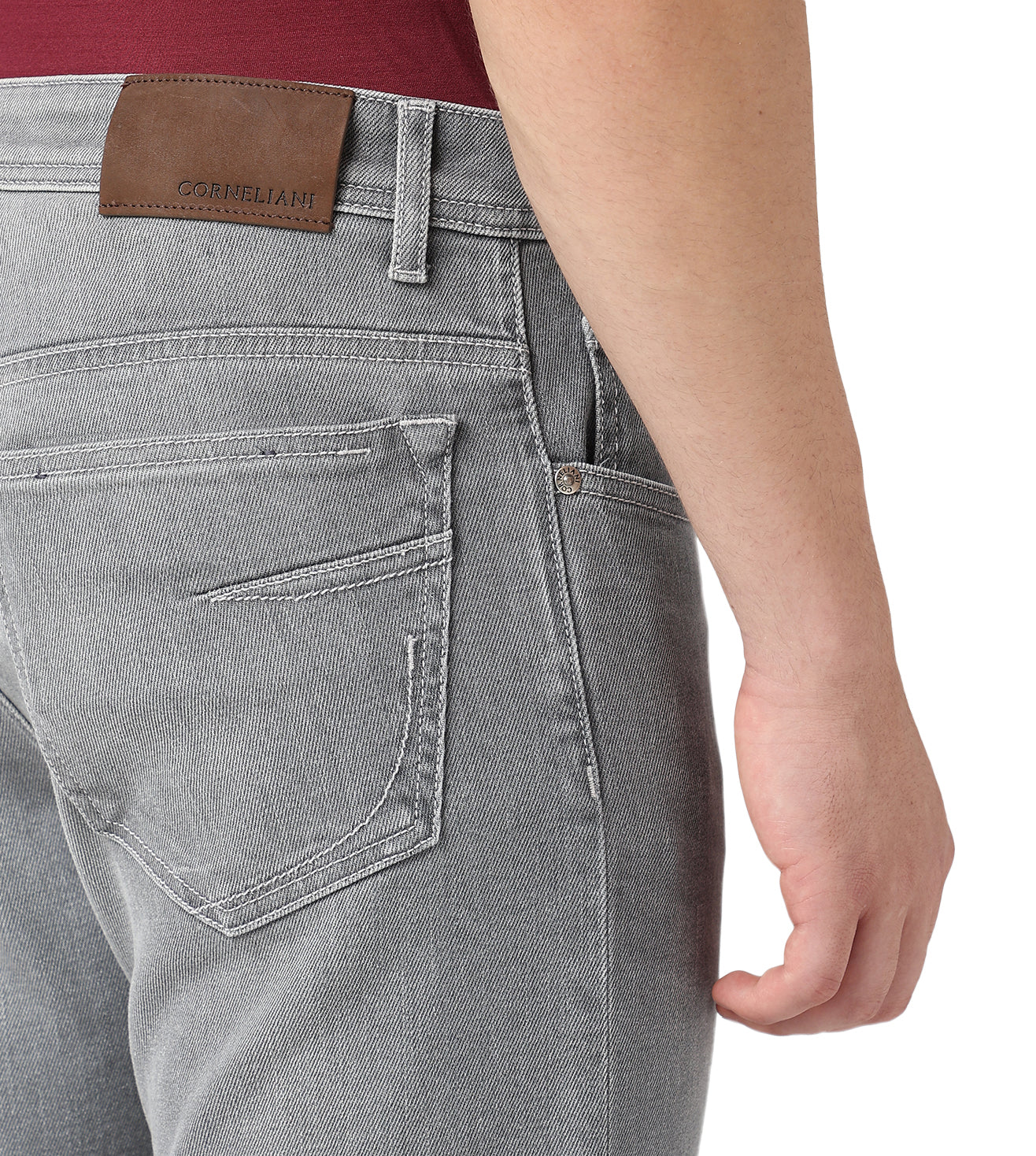 Corneliani Light grey stretch denim 5-pocket jeans