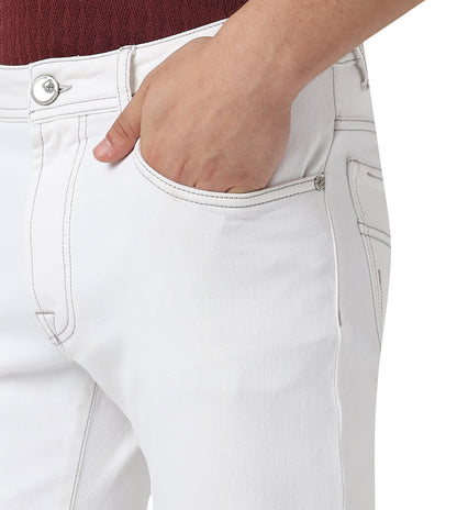 White stretch denim 5-pocket jeans