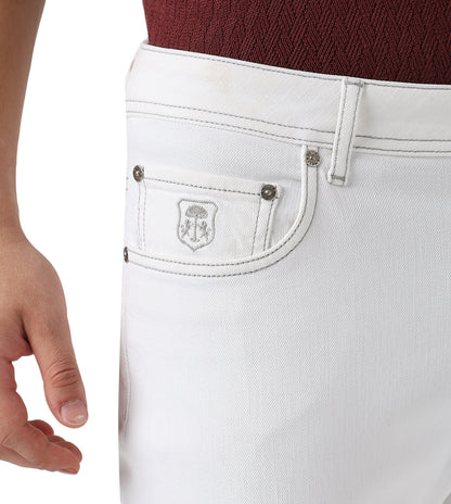 White stretch denim 5-pocket jeans