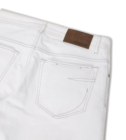 White stretch denim 5-pocket jeans