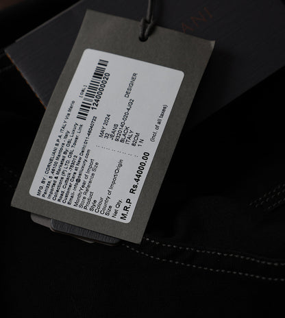Black stretch denim 5-pocket jeans