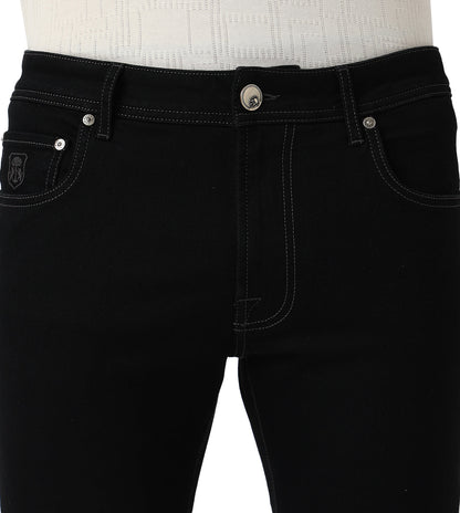 Black stretch denim 5-pocket jeans