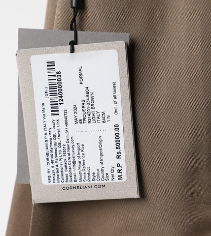 Corneliani Light Brown stretch cotton trousers