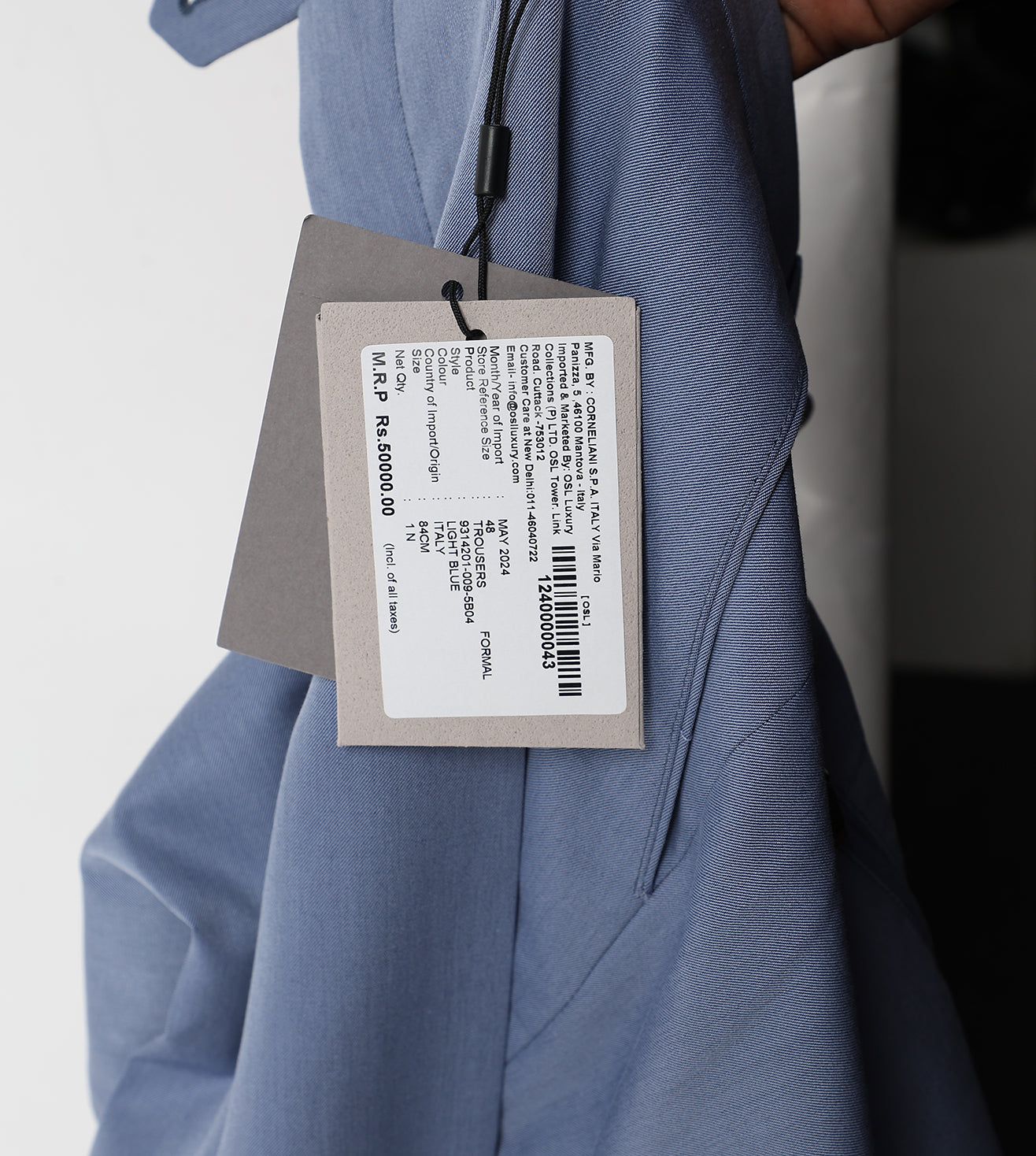 Corneliani Blue stretch cotton trousers