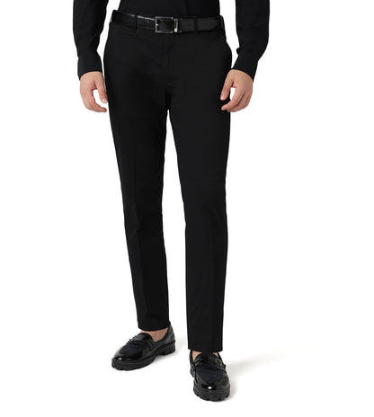 Black stretch cotton trousers