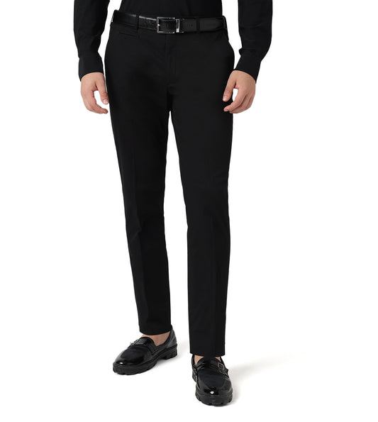 Black stretch cotton trousers