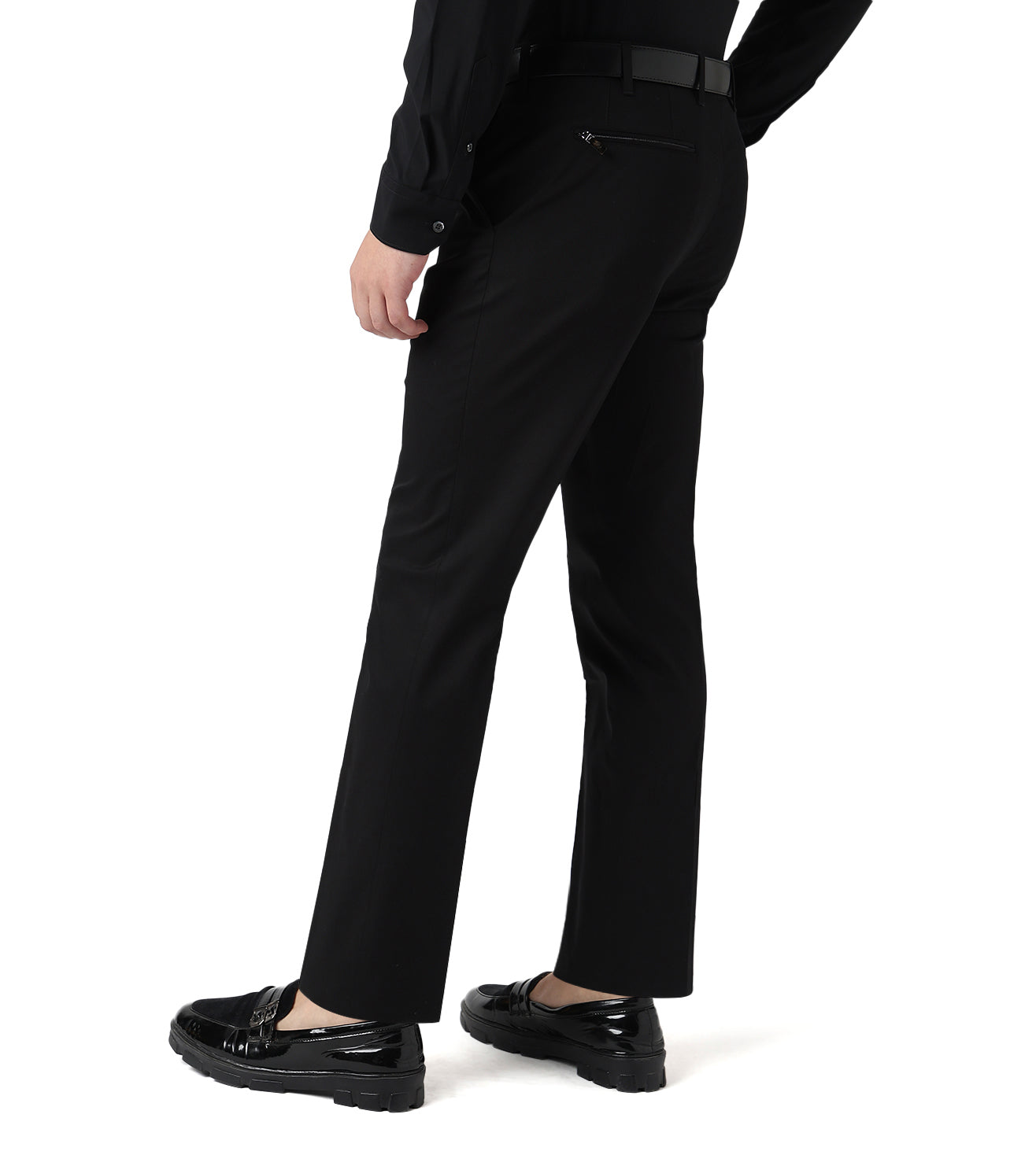 Black stretch cotton trousers
