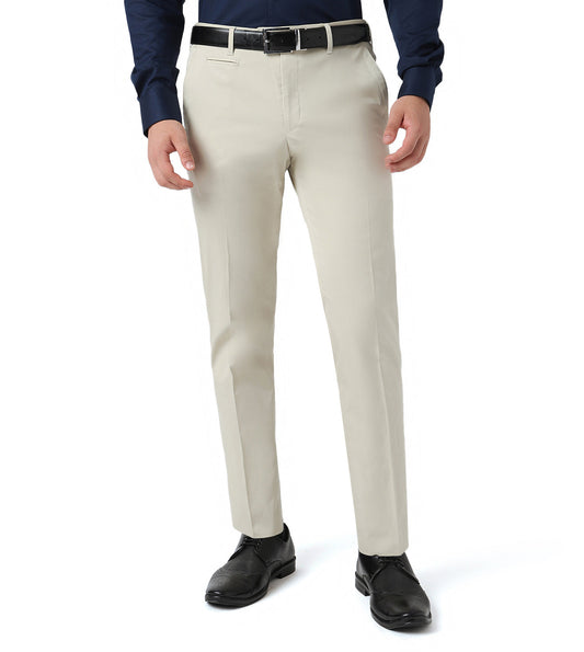 Beige stretch cotton trousers