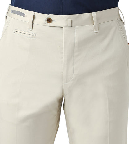 Beige stretch cotton trousers