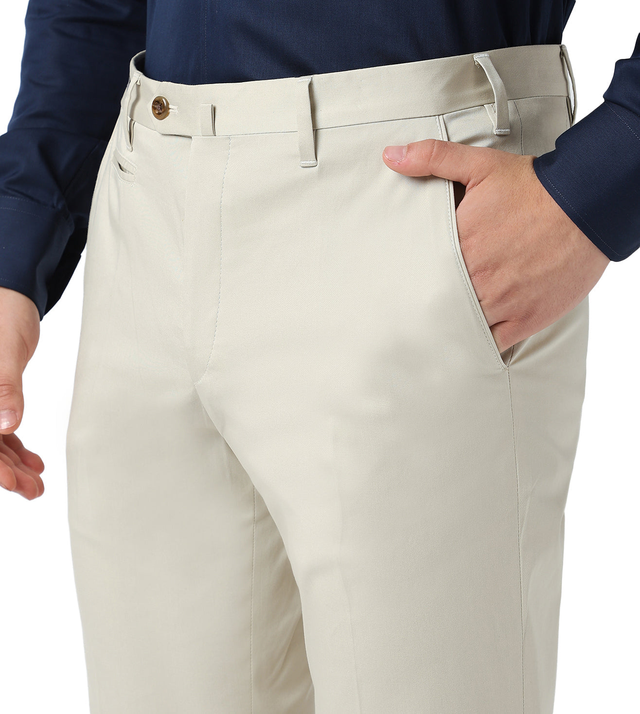 Beige stretch cotton trousers