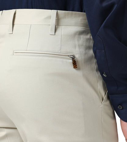 Beige stretch cotton trousers