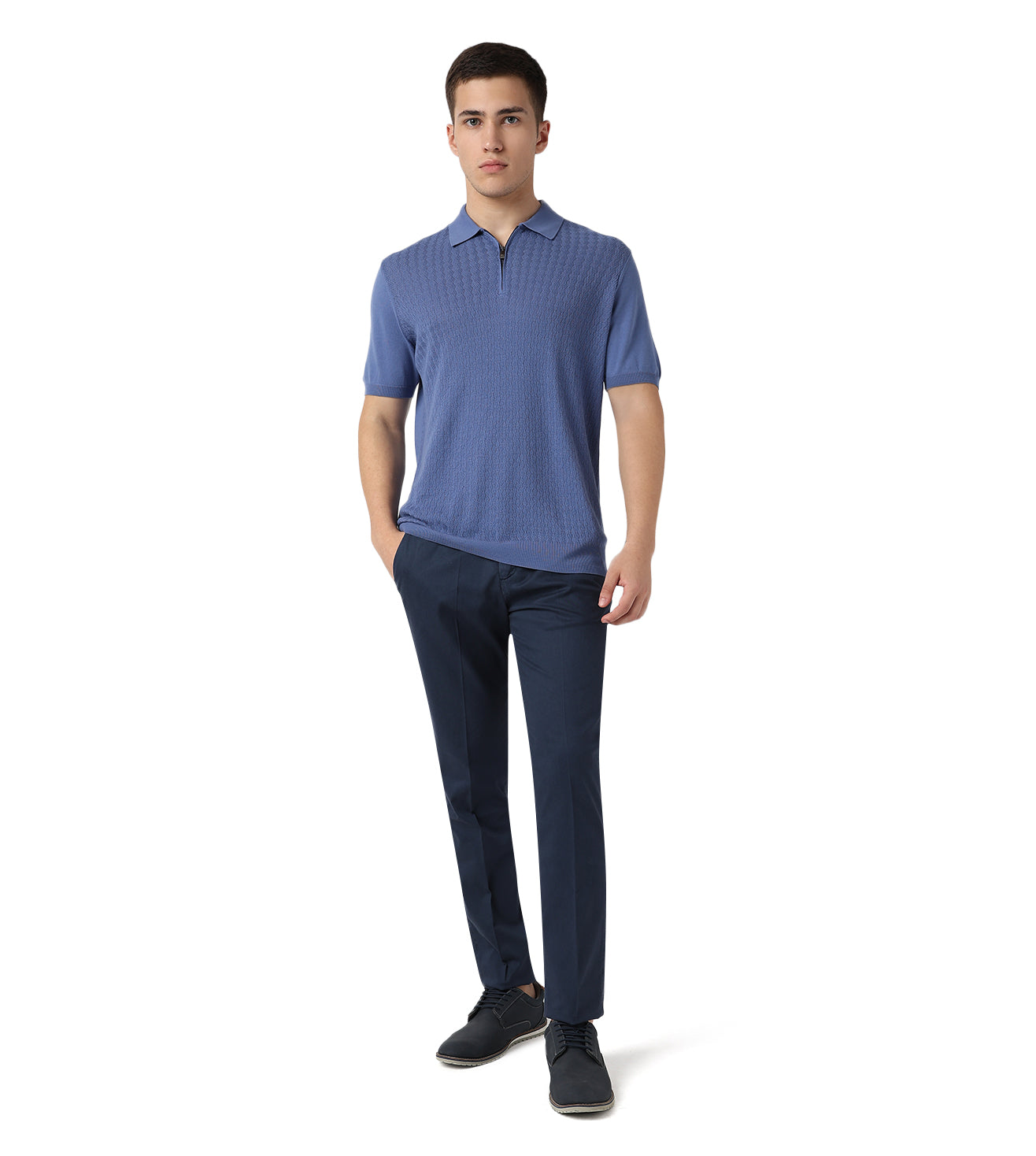 Blue stretch gabardine trousers
