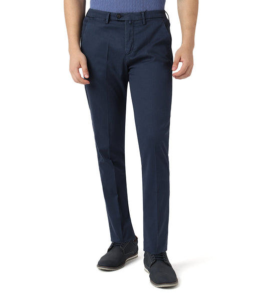 Blue stretch gabardine trousers