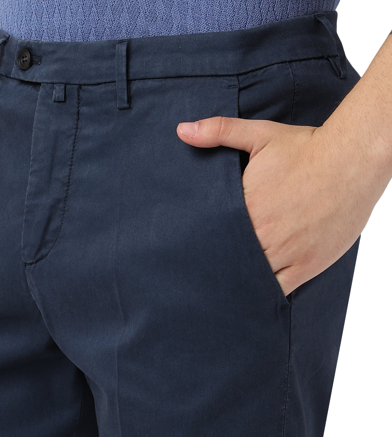 Blue stretch gabardine trousers