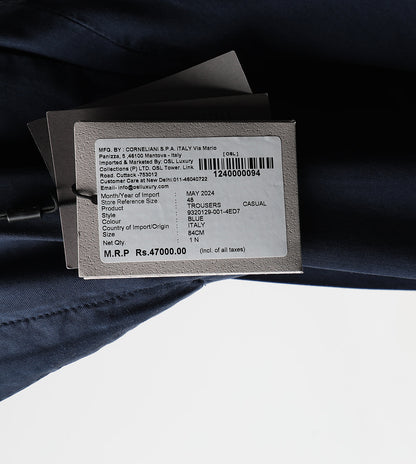Blue stretch gabardine trousers