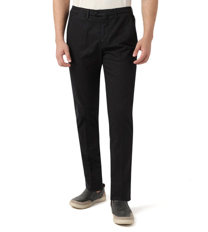 Black stretch gabardine trousers