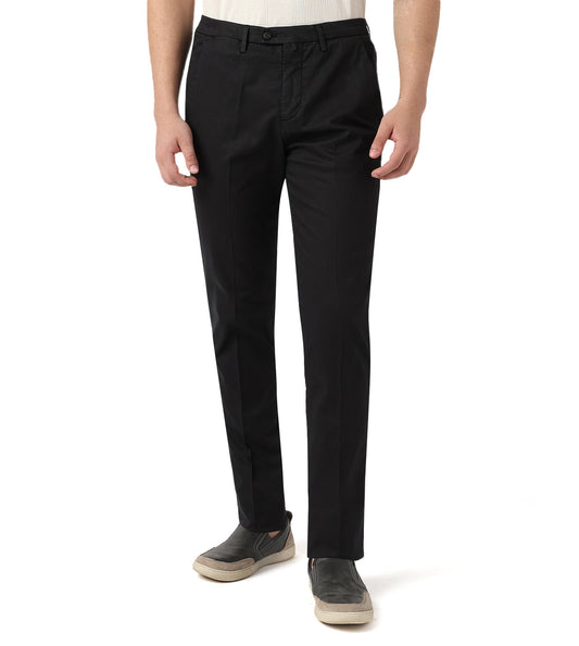 Black stretch gabardine trousers