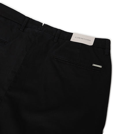 Black stretch gabardine trousers