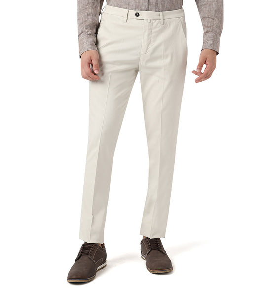 White stretch gabardine trousers