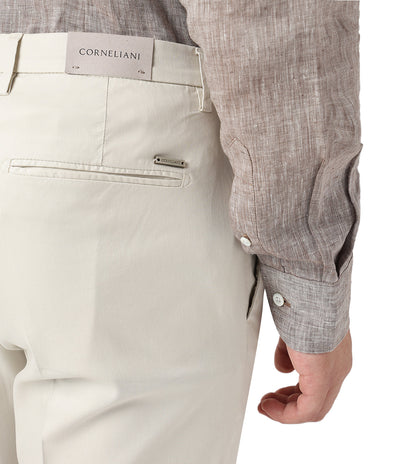 White stretch gabardine trousers