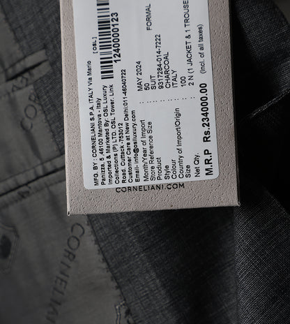 Corneliani Elegant Charcol Grey Wool Suit