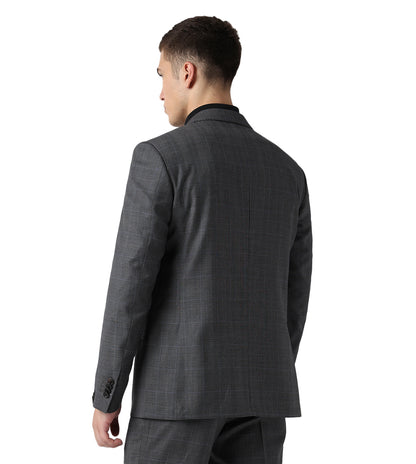 Corneliani Plaid Charcoal Grey Wool Suit