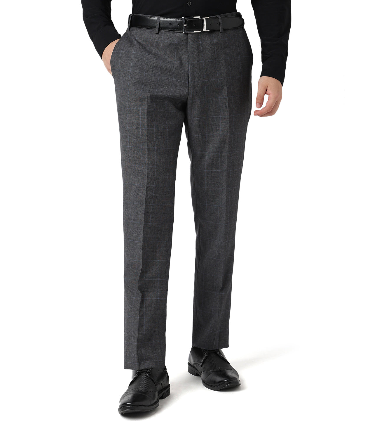 Corneliani Plaid Charcoal Grey Wool Suit
