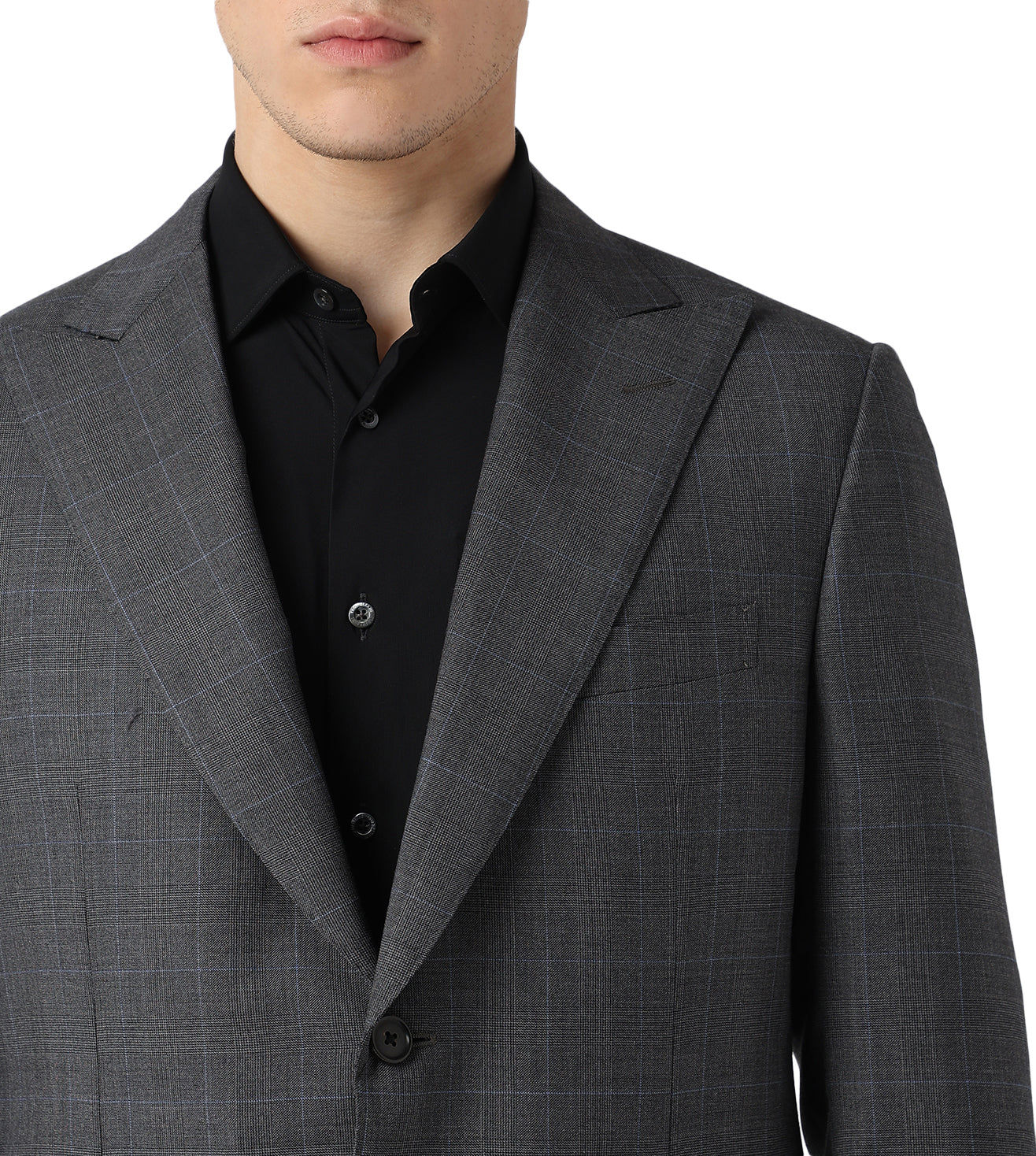 Corneliani Plaid Charcoal Grey Wool Suit