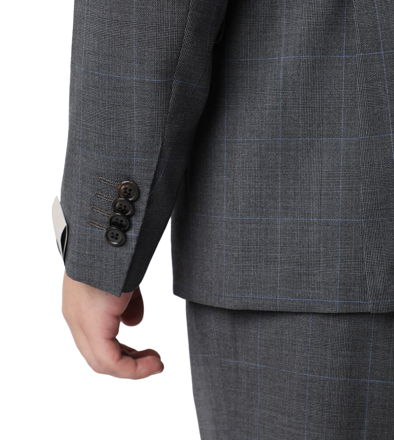 Corneliani Plaid Charcoal Grey Wool Suit
